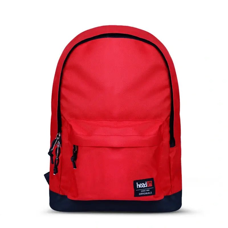 Sac à dos fille rouge avec base noire et zippers noirs pour Cartable fille casual head