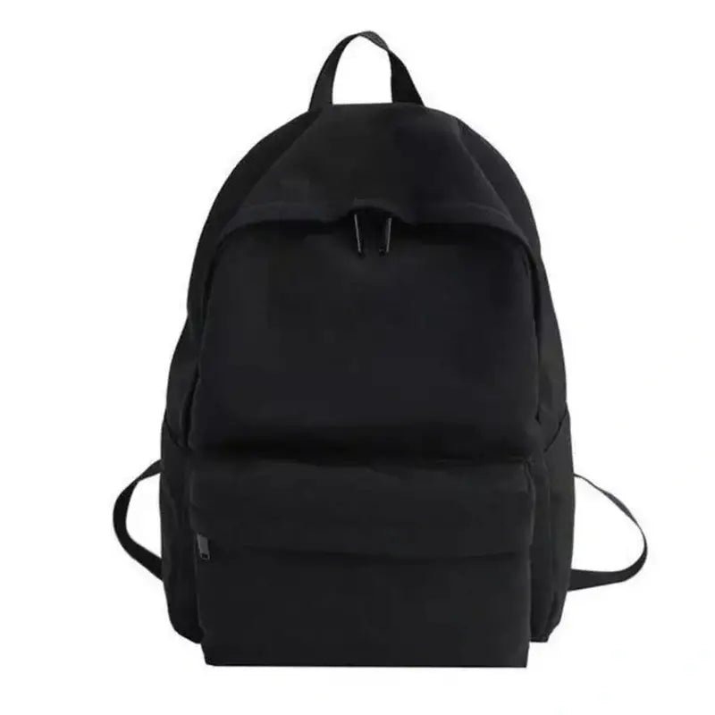 Sac à dos noir décontracté pour fille d’école avec poignée supérieure et poches frontales