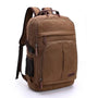 Sac à dos en toile marron pour homme avec plusieurs compartiments zippés et poches latérales