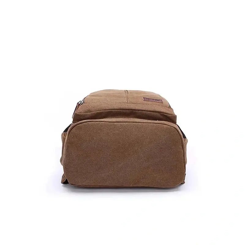 Sac à dos en toile marron avec fermeture éclair, parfait pour le Cartable pour homme