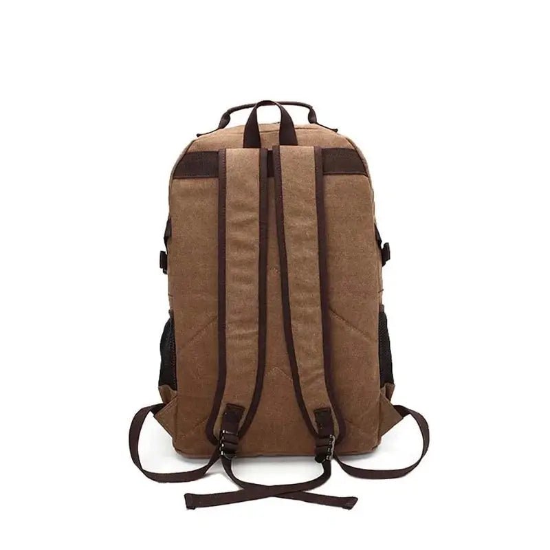 Sac à dos en toile marron avec bretelles foncées pour homme Cartable pour homme