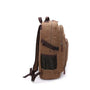 Sac à dos en toile marron pour homme avec compartiments et poche latérale en mesh