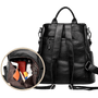 Sac à dos convertible en faux cuir noir pour femme Grand sac à dos cuir noir femme