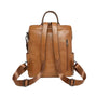 Sac à dos en cuir brun oldschool avec bretelles réglables et plusieurs poches