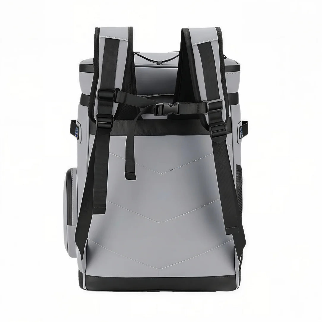 Sac à dos isotherme multipoches 30L gris et noir avec poches et bretelles ajustables