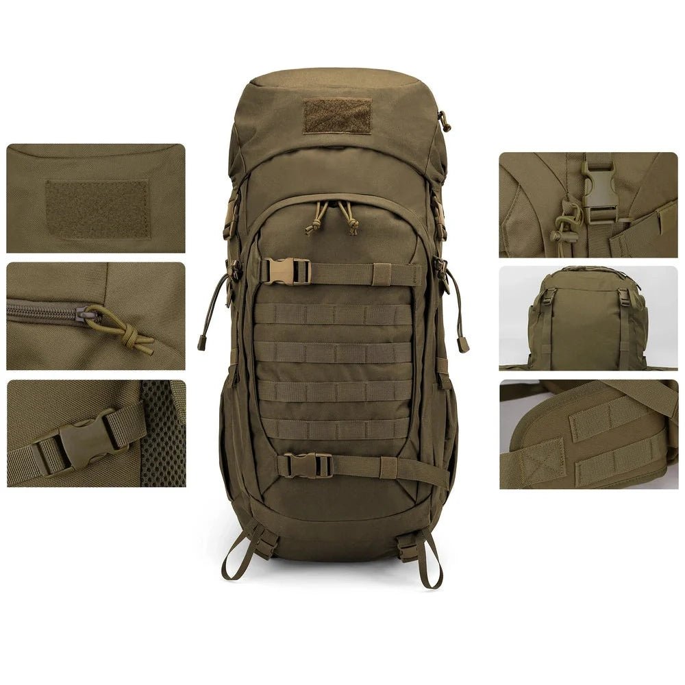 Sac à dos militaire olive drab 50L 600D avec MOLLE et multiples compartiments