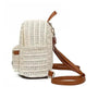Mini sac à dos femme de plage en paille beige avec bretelles en faux cuir marron