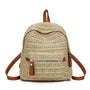 Sac à dos femme de plage en paille avec bretelles en cuir marron et zips