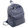 Mini sac à dos fille en corduroy avec zipper apparente et poche frontale