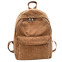Sac à dos fille en velours côtelé marron avec doubles zippers pour enfant