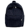 Sac à dos fille en velours côtelé noir avec zips argentés pour petit sac à dos fille