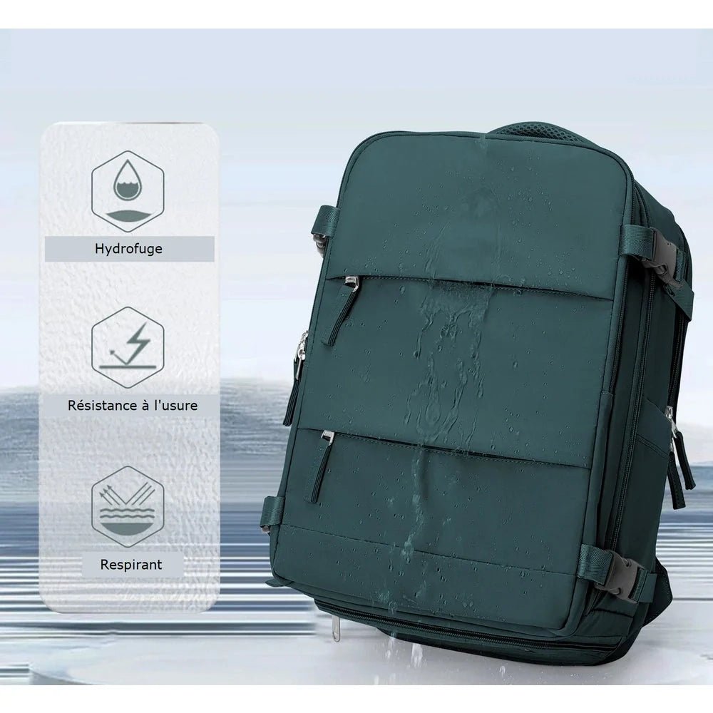Sac 40x20x25 en vert foncé résistant à l’eau, à l’usure et respirant
