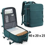 Sac 40x20x25 sac à dos vert avec plusieurs compartiments et roulettes pour voyager