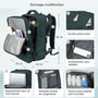 Sac 40x20x25 sac à dos vert foncé avec plusieurs compartiments pour électronique et articles divers