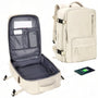 Sac 40x20x30 : sac à dos crème avec compartiments et housse ordinateur