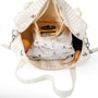 Sac à bandoulière en coton pour bébé avec sac de voyage crème et broderie olivier