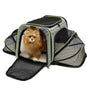Sac à bandoulière extensible pour chat et chien avec porteur gris, côtés en mesh et intérieur doux