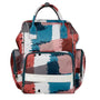 Sac à bandoulière à langer avec motif abstrait coloré, poignées supérieures et poches zip