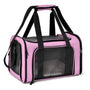 Sac à bandoulière pour chat ou chien, rose avec fenêtres en mesh noir et bandoulières