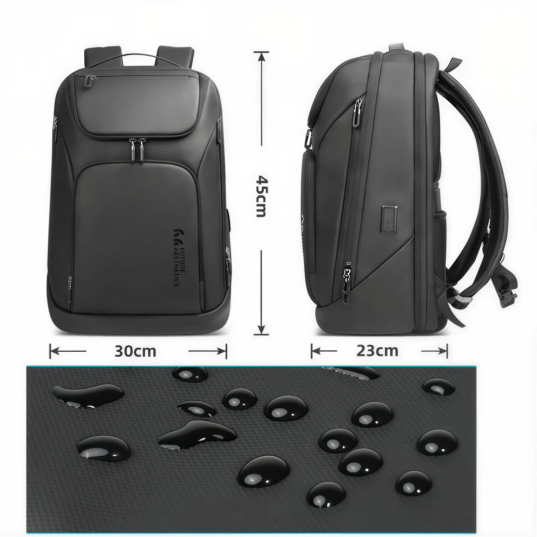 Sac à dos 17 pouces étanche avec plusieurs compartiments pour ordinateur portable