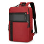 Sac à dos avec poche ordinateur, rouge et noir, plusieurs compartiments zippés, port USB