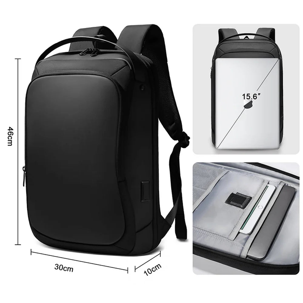 Sac à dos business femme noir avec compartiment pour ordinateur portable et port USB
