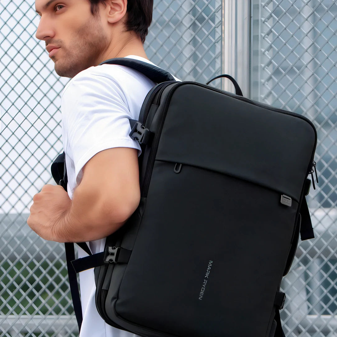 Sac à dos cabine avion noir 55x35x25 avec compartiments et sangles ajustables