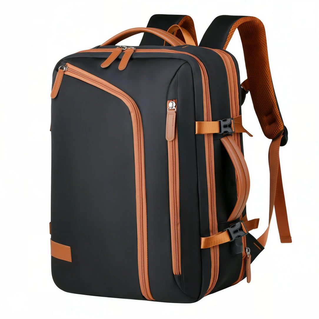 Sac à dos cabine Skyliner noir et marron avec accents beige