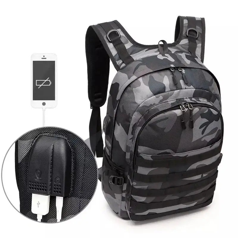 Sac à dos camouflage avec port de chargement USB intégré pour un style pratique