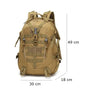Sac à dos Cityguard 35L tan tactique avec multiples sangles, dimensions 49x30x18 cm