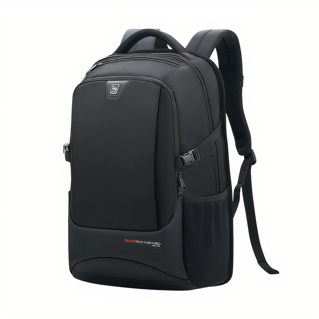 Sac à dos collège ergonomique PackWorld noir avec compartiments et bretelles rembourrées