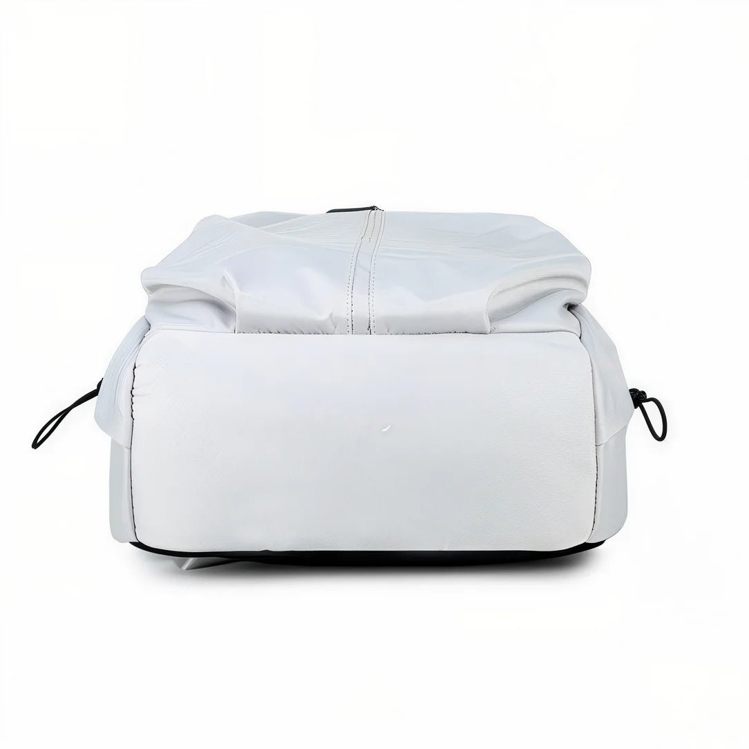 Sac à dos collège MoovePack blanc avec roulettes et cordons de serrage noirs