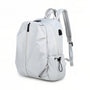 Sac à dos collège MoovePack gris clair avec zip vertical, poche latérale et port USB