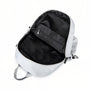 Sac à dos collège MoovePack gris clair ouvert avec intérieur noir et poche zippée intérieure