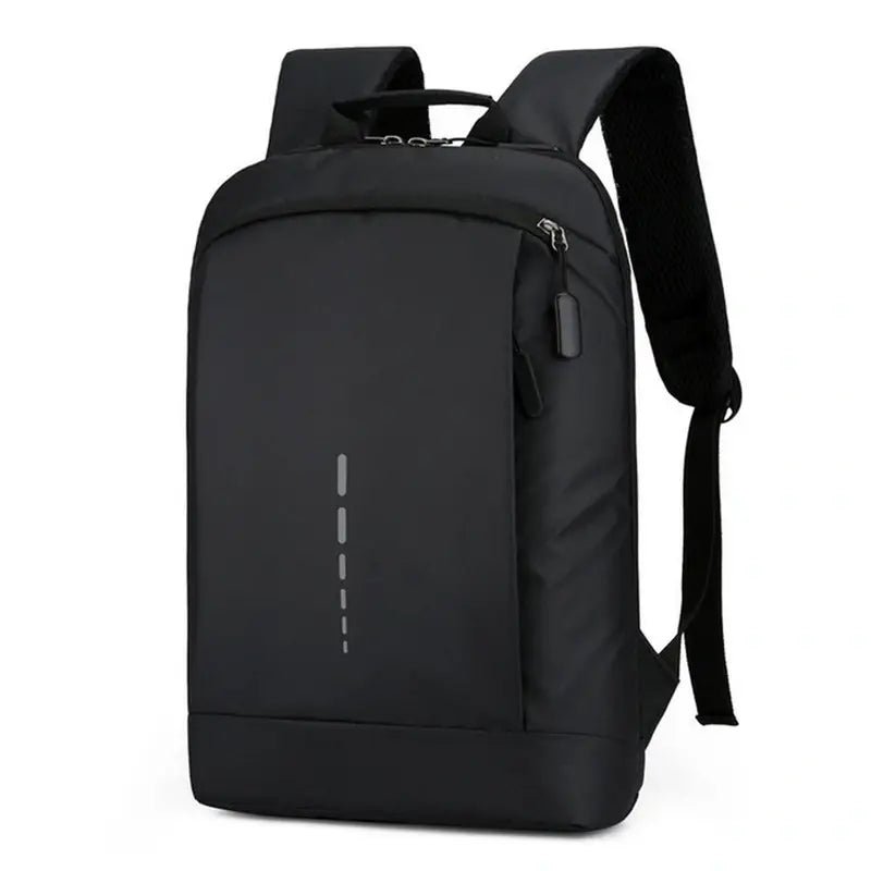 Sac à dos collège ordinateur noir avec port USB anti-vol et bande réfléchissante