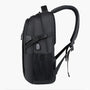 Sac à dos collège solide noir avec bretelles rembourrées, port USB et poche en mesh