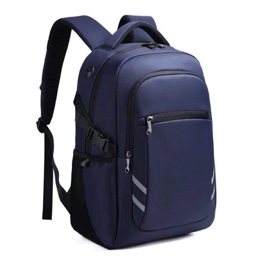 Sac à dos collégien Campus One en polyester bleu marine avec compartiments et bandes réfléchissantes