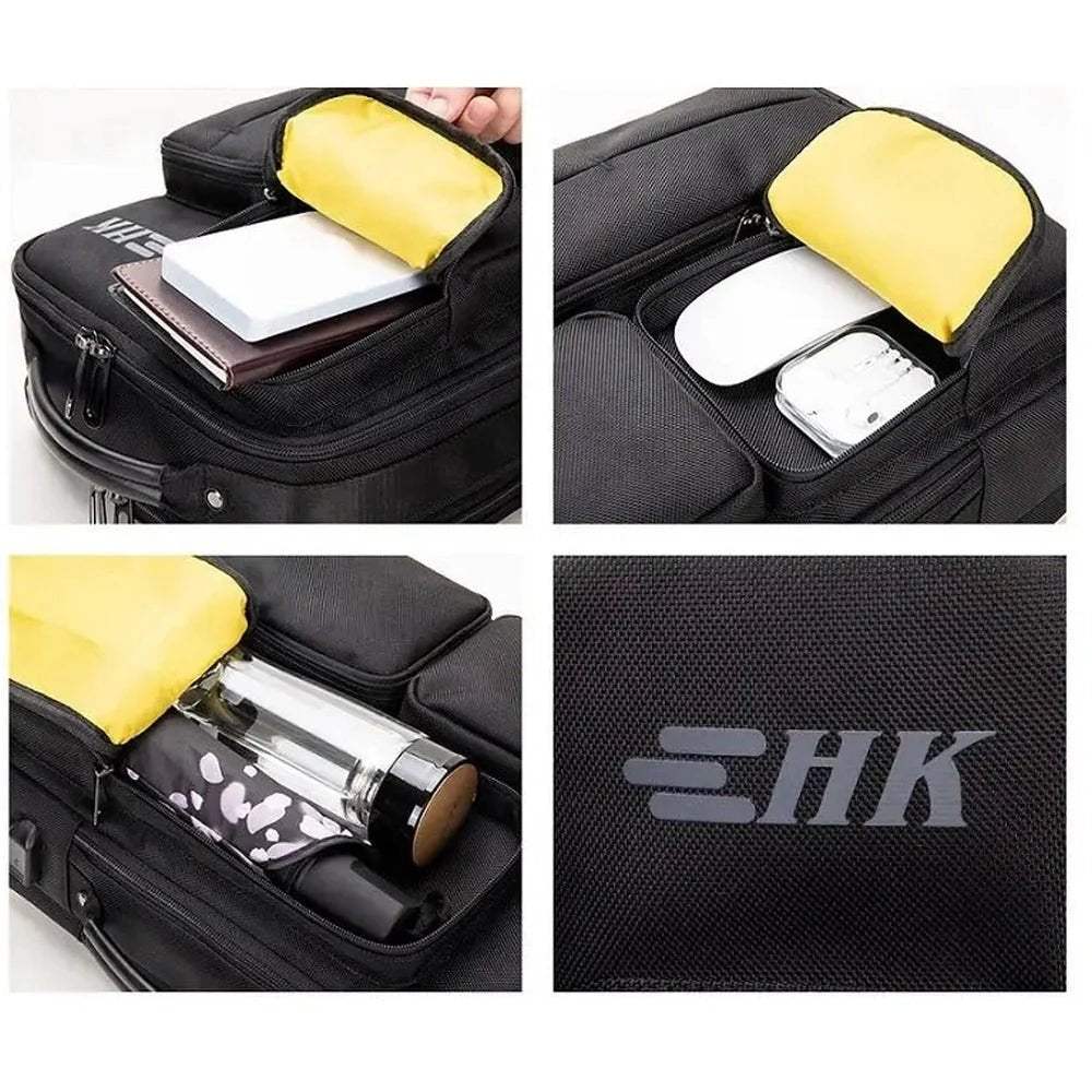 Sac à dos convertible pour ordinateur avec sac de voyage noir à plusieurs compartiments