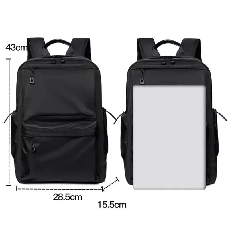 Sac à dos cours noir avec compartiments, sac à dos pour ordinateur portable de 43x28,5x15,5cm