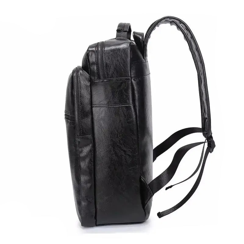 Sac à dos cuir homme noir avec poche zippée et bretelles réglables