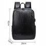Sac à dos cuir homme ordinateur noir avec port de chargement USB et plusieurs compartiments