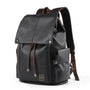 Sac à dos cuir homme vintage en faux cuir noir avec cordon et poche latérale