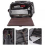 Sac à dos cuir homme vintage en faux cuir noir avec plusieurs compartiments et cordon de serrage
