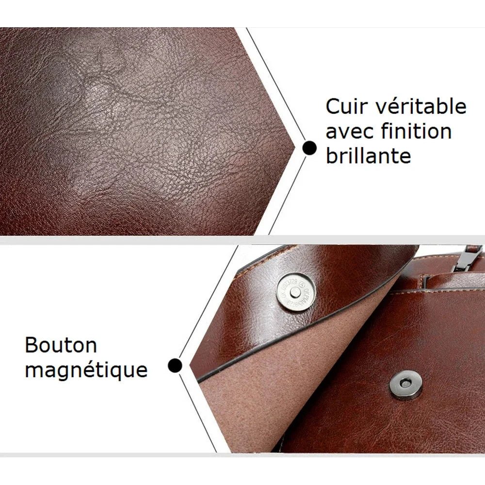 Sac à dos cuir marron avec fermetures aimantées en cuir naturel élégant