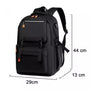 Sac à dos de cours noir avec zippers orange, plusieurs compartiments, 44x29x13 cm