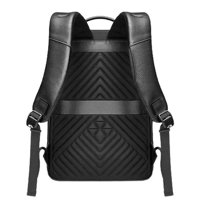 Sac à dos de luxe pour ordinateur en cuir noir avec dos rembourré et bretelles ajustables