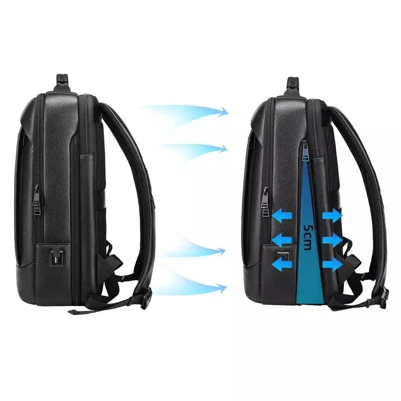 Sac à dos de luxe pour ordinateur noir avec capacité d’extension de 5cm