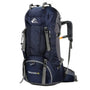 Sac à dos de randonnée 60L Trekking en bleu foncé et gris avec multiples poches et sangles