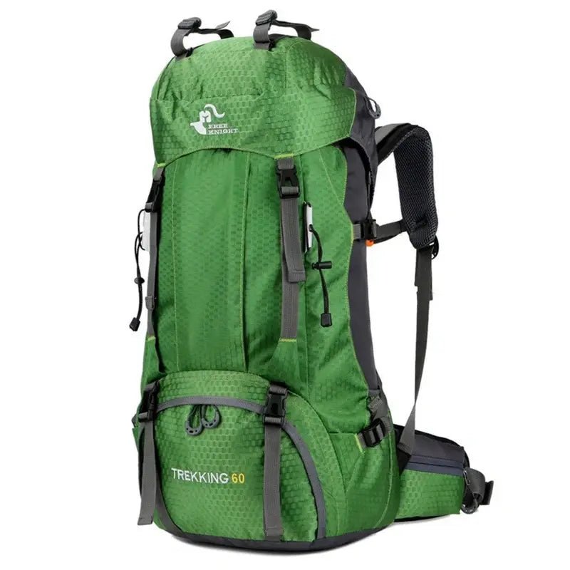 Sac à dos de randonnée 60L Trekking vert avec multiples poches et sangles robustes
