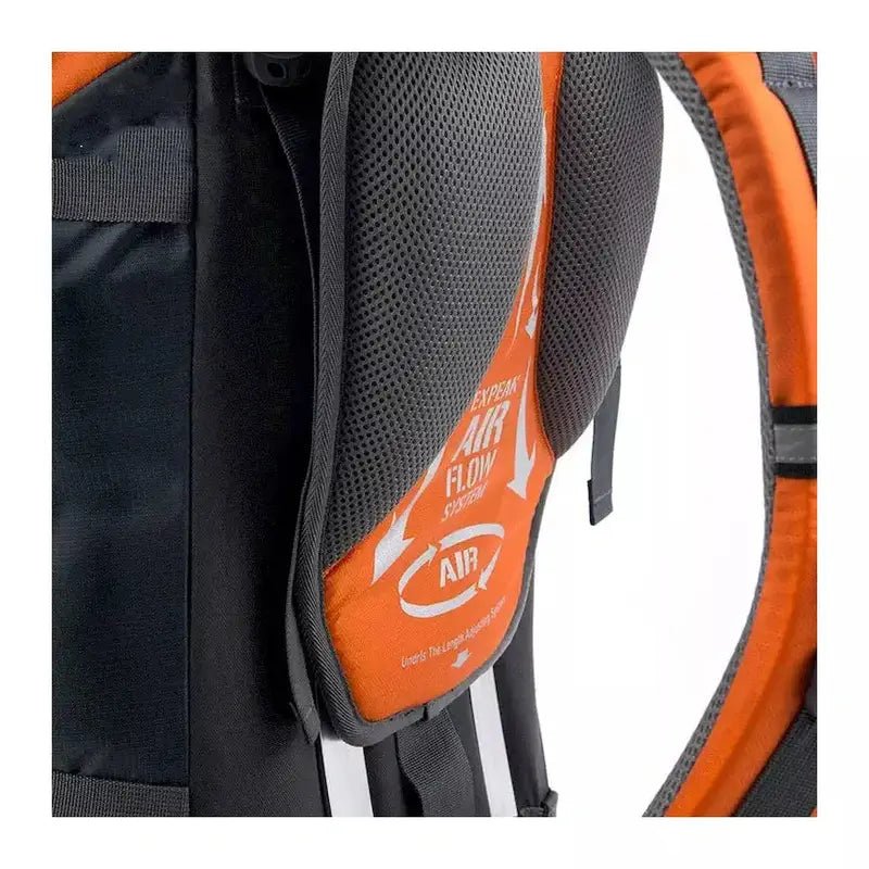 Sac à dos de randonnée 70L avec panneau dorsal Air Flow System orange et gris